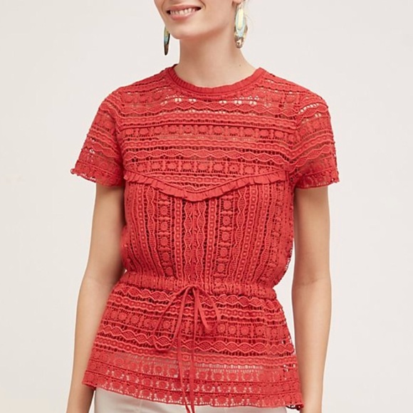 Anthropologie Tops - Anthropologie Carolina K Burnt Orange Lace Blouse